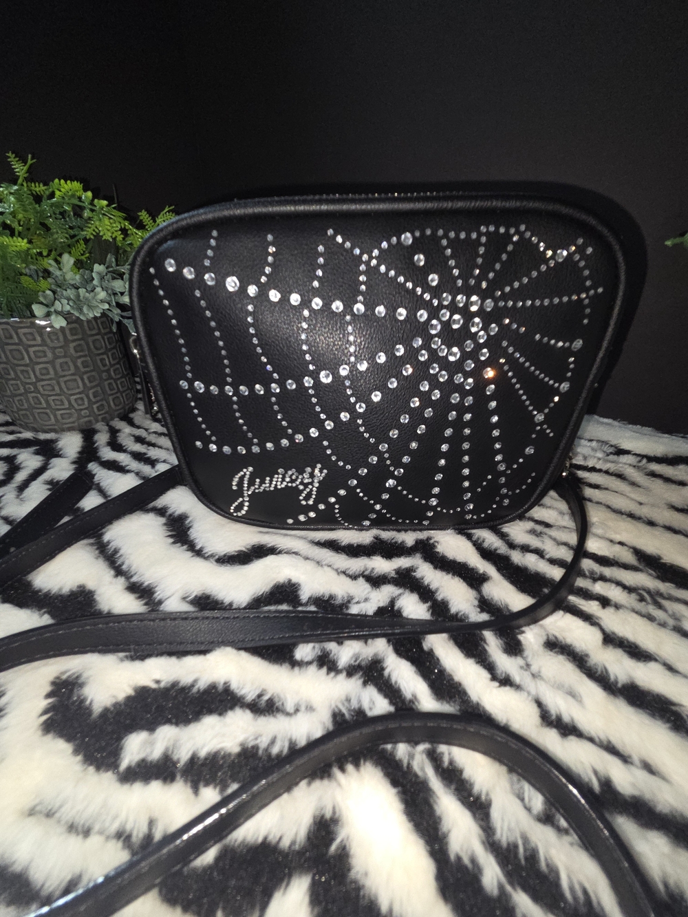 Juicy Couture Black Rhinestone Spiderweb Crossbody Bag. NWOT - Picture 2 of 13